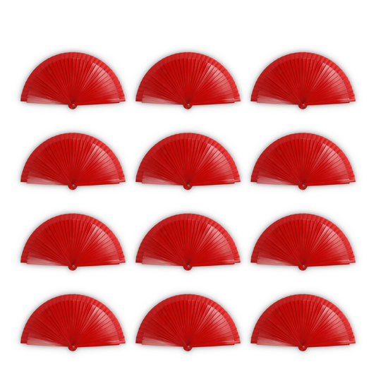 Home Universal® Abanico de madera con argollas para colgar, plegable, ligero y resistente, ideal para bodas, eventos y verano, diseño clásico y portátil perfecto para regalo y uso diario - Rojo (23CM)