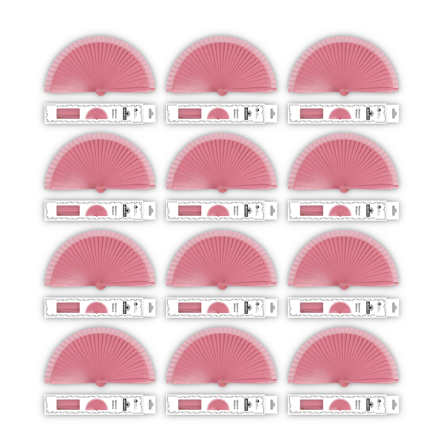 HOME UNIVERSAL Abanicos Madera con caja Liso 23CM, Detalles para los Invitados, Regalos de Boda, Fiesta, Comunión o Bautizo - (Rosa 23 CM con Caja)