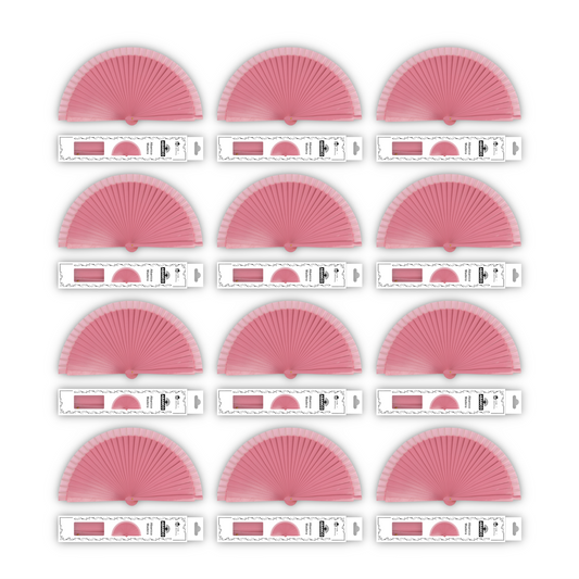 HOME UNIVERSAL 12 Abanicos Madera con caja Liso 23CM, Detalles para los Invitados, Regalos de Boda, Fiesta, Comunión o Bautizo - (Rosa 23 CM con Caja)