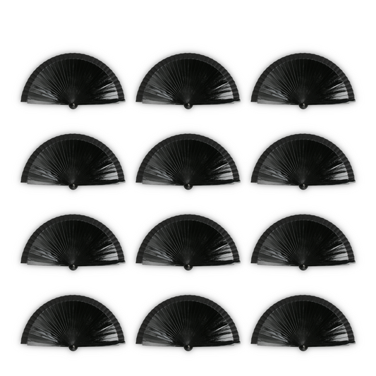 Home Universal® Abanico de madera con argollas para colgar, plegable, ligero y resistente, ideal para bodas, eventos y verano, diseño clásico y portátil perfecto para regalo y uso diario - Negro (23CM)