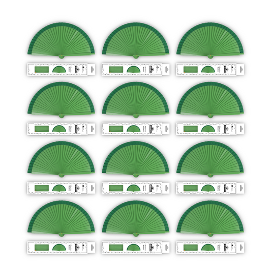 HOME UNIVERSAL 12 Abanicos Madera con caja Liso 23CM, Detalles para los Invitados, Regalos de Boda, Fiesta, Comunión o Bautizo - (Verde Oscuro 23 CM con Caja)