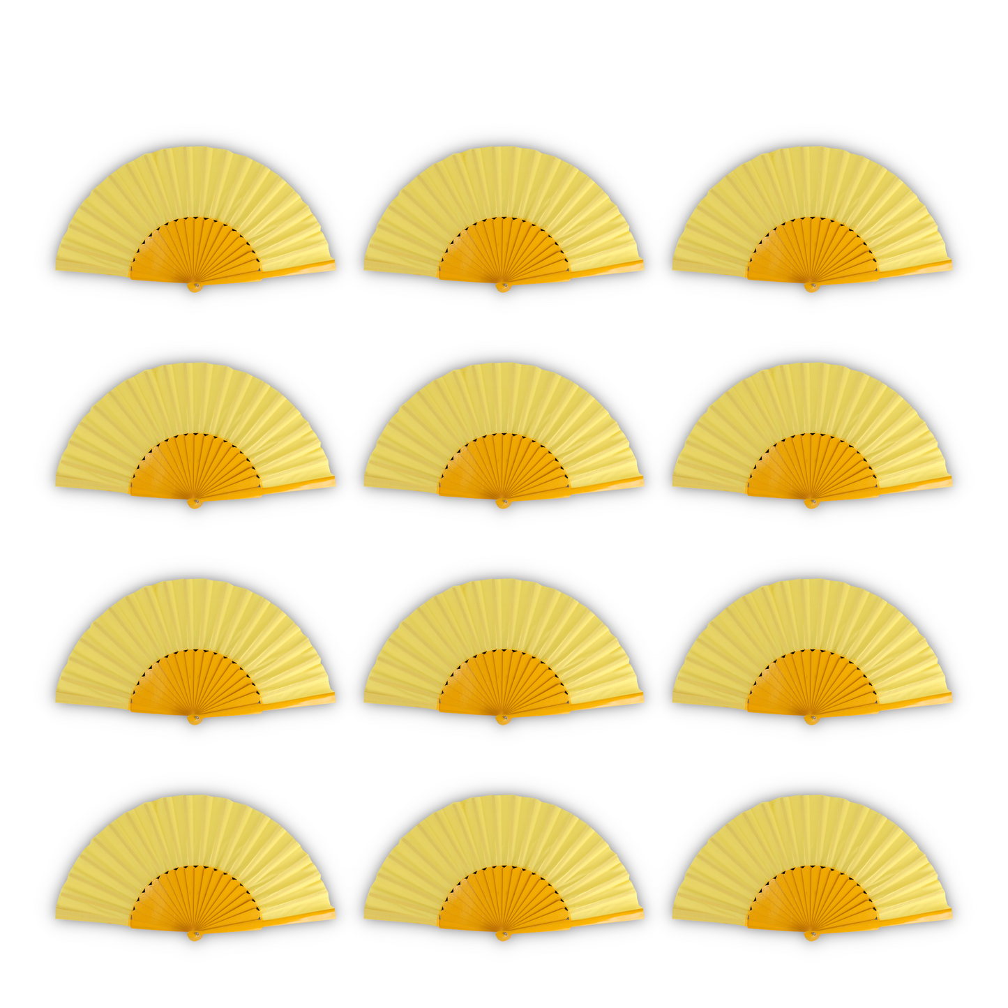 Home Universal® Abanico de madera con argollas para colgar, plegable, ligero y resistente, ideal para bodas, eventos y verano, diseño clásico y portátil perfecto para regalo y uso diario - Amarillo (30CM)