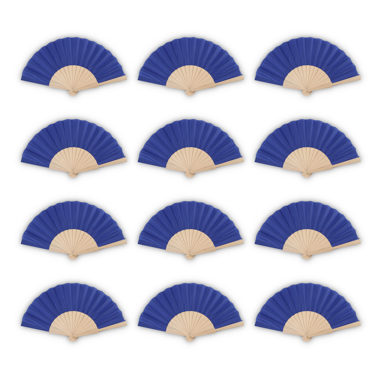 Home Universal ® Pack 12 Unidades Abanicos Madera con Tela Lisa 23cm, Detalles para los Invitados, Regalos de Boda, Fiestas, Comuniones y Otros Eventos - Azul Marino (12 Unidades)