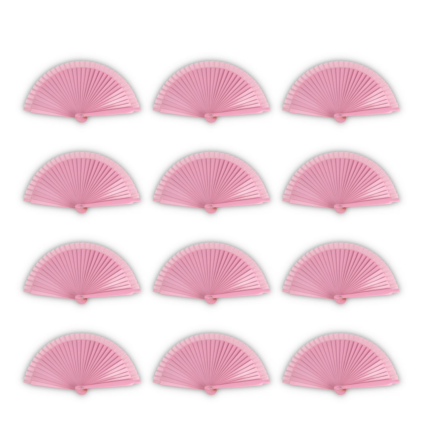 Home Universal® Pack de 12 Abanicos de Madera Lacados, Disponibles en Varios Colores y Tamaños, Abanico Flamenco Español para Bodas, Ferias, Fiestas, Comuniones y Eventos (Rosa Palo)