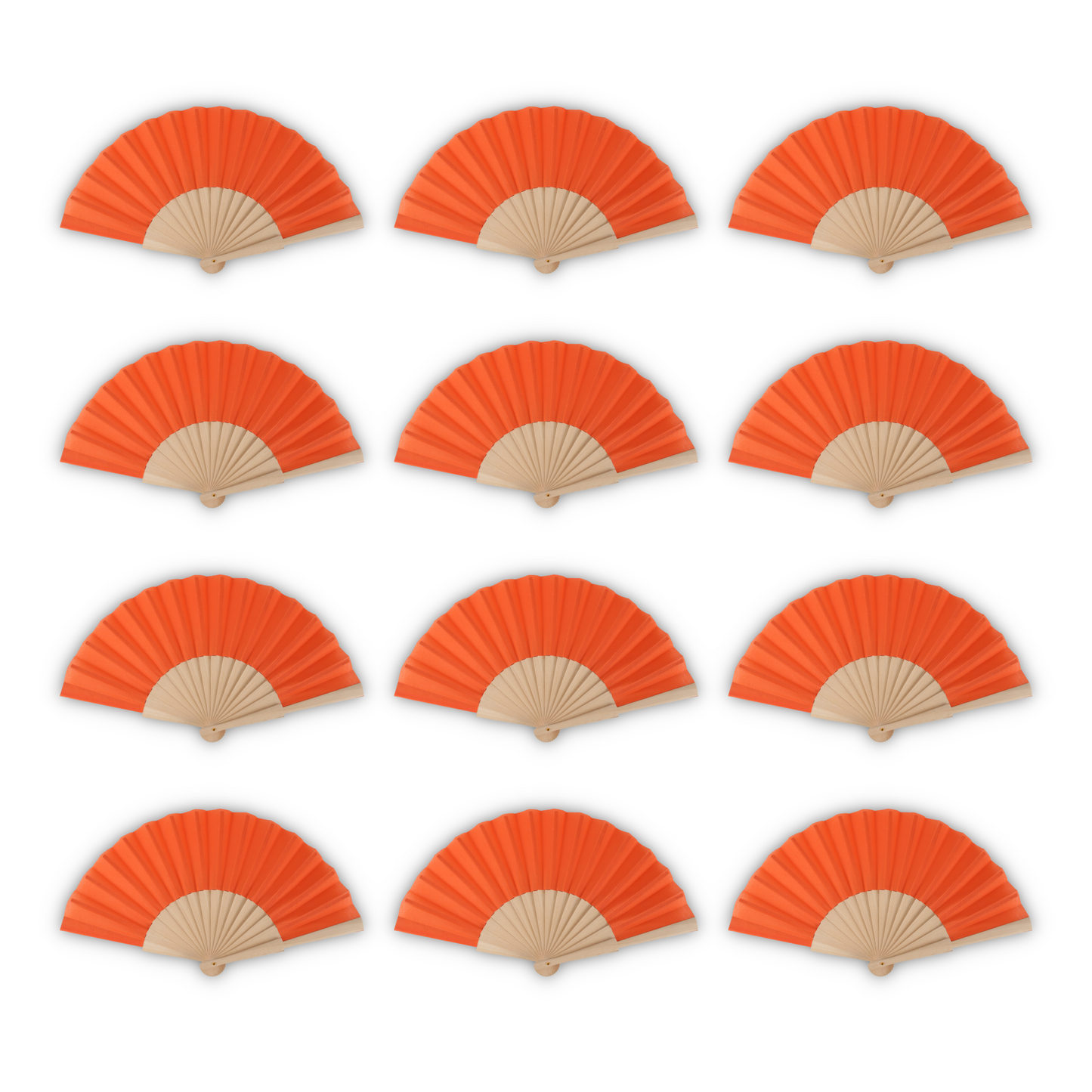 Home Universal ® Pack 12 Unidades Abanicos Madera con Tela Lisa 23cm, Detalles para los Invitados, Regalos de Boda, Fiestas, Comuniones y Otros Eventos - Naranja (12 Unidades)