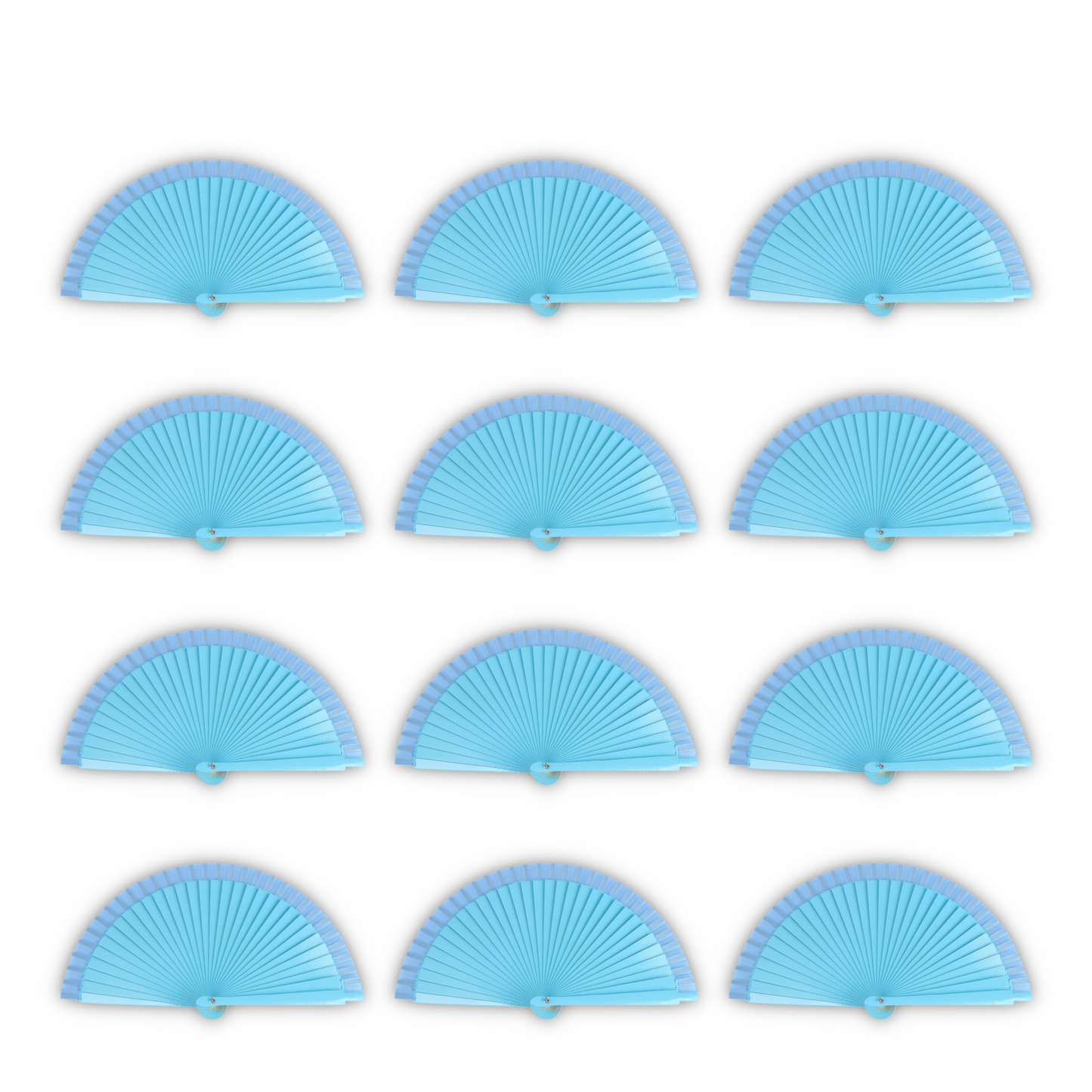 Home Universal® Pack de 12 Abanicos de Madera Lacados, Disponibles en Varios Colores y Tamaños, Abanico Flamenco Español para Bodas, Ferias, Fiestas, Comuniones y Eventos (Azul Marino)