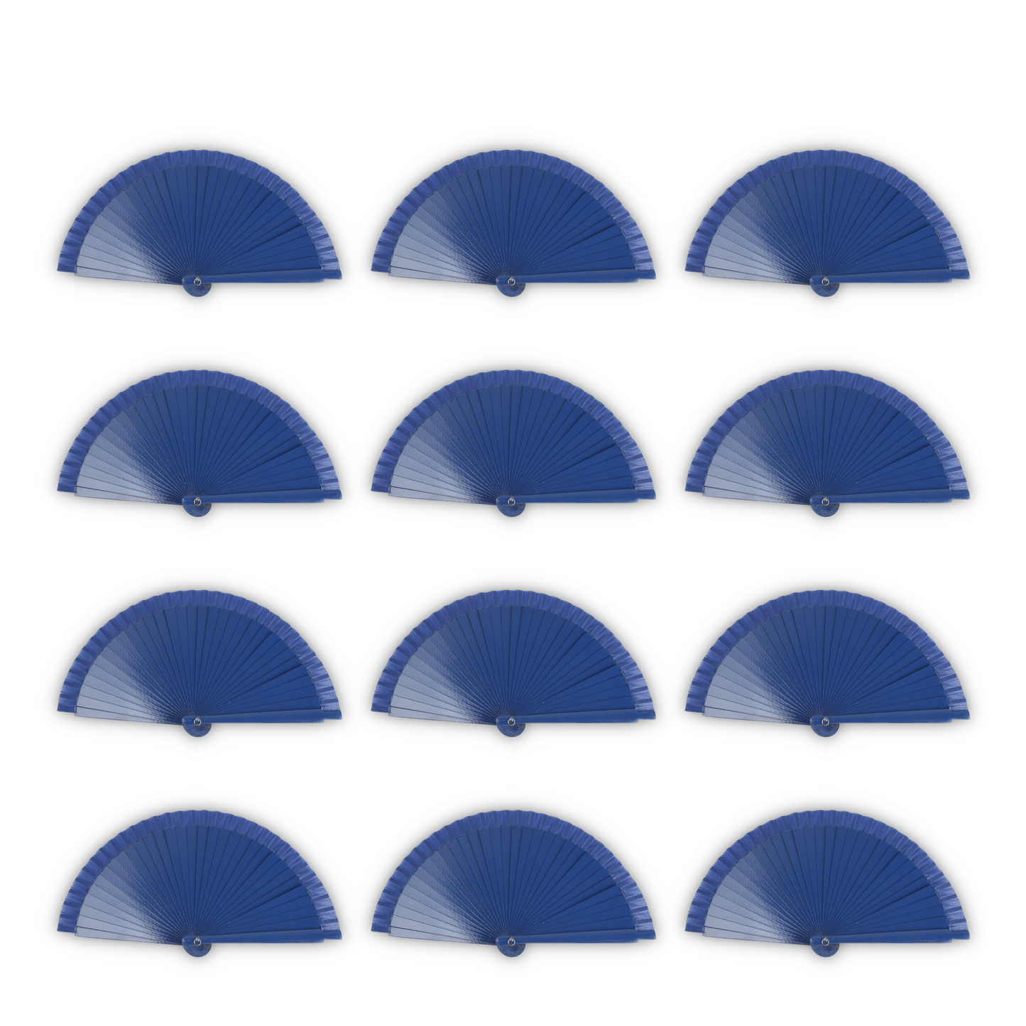 Home Universal® Pack de 12 Abanicos de Madera Lacados, Disponibles en Varios Colores y Tamaños, Abanico Flamenco Español para Bodas, Ferias, Fiestas, Comuniones y Eventos (Azul Oscuro)