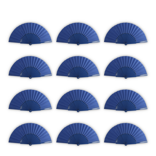 Home Universal® Abanico de madera con argollas para colgar, plegable, ligero y resistente, ideal para bodas, eventos y verano, diseño clásico y portátil perfecto para regalo y uso diario - Azul Marino (30CM)