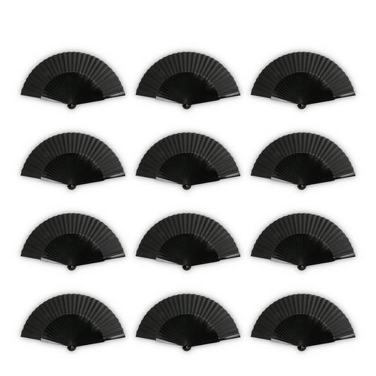 Home Universal® Abanico de madera con argollas para colgar, plegable, ligero y resistente, ideal para bodas, eventos y verano, diseño clásico y portátil perfecto para regalo y uso diario - Negro (27CM)