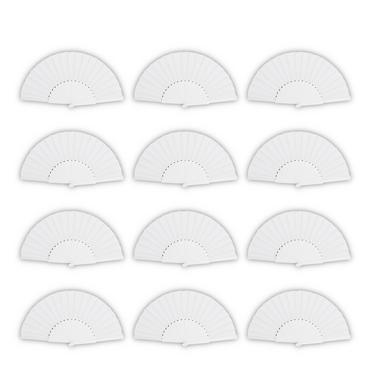 Home Universal® Abanico de madera con argollas para colgar, plegable, ligero y resistente, ideal para bodas, eventos y verano, diseño clásico y portátil perfecto para regalo y uso diario - Blanco (30CM)