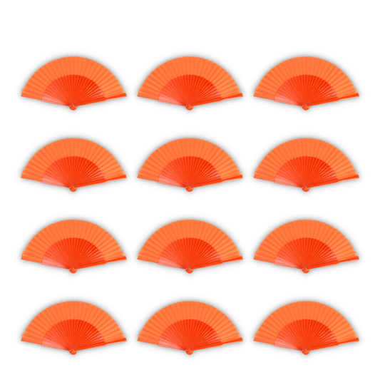 Home Universal® Abanico de madera con argollas para colgar, plegable, ligero y resistente, ideal para bodas, eventos y verano, diseño clásico y portátil perfecto para regalo y uso diario - Naranja (27CM)