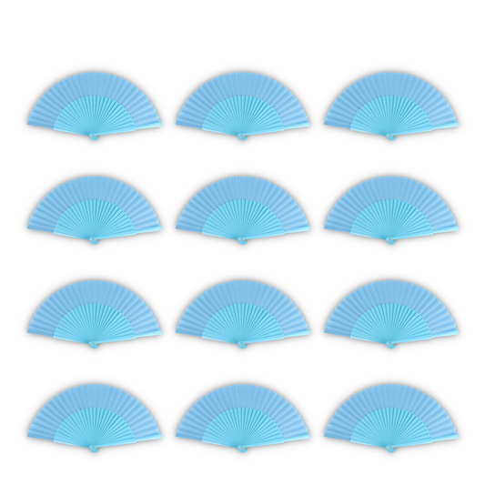 Home Universal® Abanico de madera con argollas para colgar, plegable, ligero y resistente, ideal para bodas, eventos y verano, diseño clásico y portátil perfecto para regalo y uso diario - Azul Celeste (27CM)