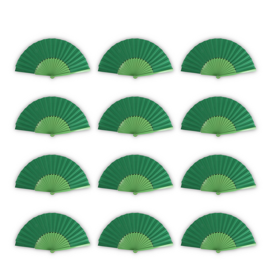 Home Universal® Abanico de madera con argollas para colgar, plegable, ligero y resistente, ideal para bodas, eventos y verano, diseño clásico y portátil perfecto para regalo y uso diario - Verde Oscuro (30CM)