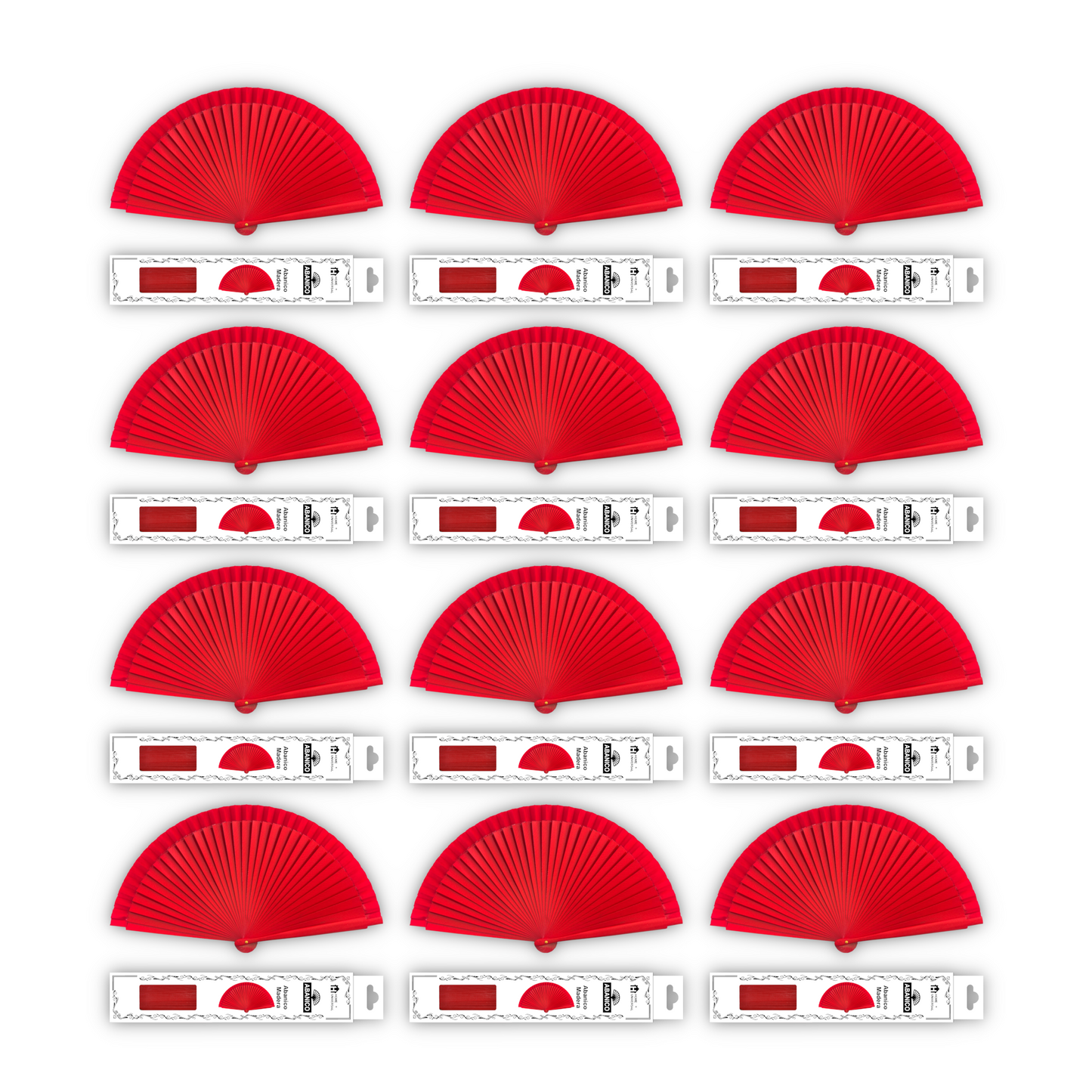 HOME UNIVERSAL Abanicos Madera con caja Liso 23CM, Detalles para los Invitados, Regalos de Boda, Fiesta, Comunión o Bautizo - (Rojo 23 CM con Caja)