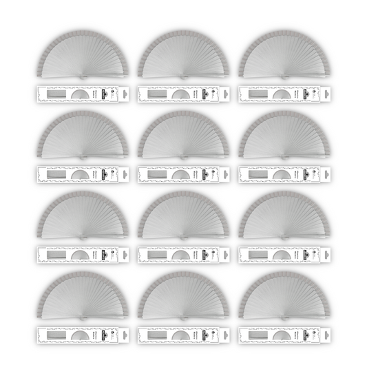 HOME UNIVERSAL 12 Abanicos Madera con caja Liso 23CM, Detalles para los Invitados, Regalos de Boda, Fiesta, Comunión o Bautizo - (Plateado 23 CM con Caja)