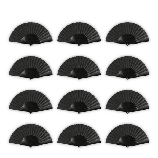 Home Universal® Abanico de madera con argollas para colgar, plegable, ligero y resistente, ideal para bodas, eventos y verano, diseño clásico y portátil perfecto para regalo y uso diario - Negro (30CM)