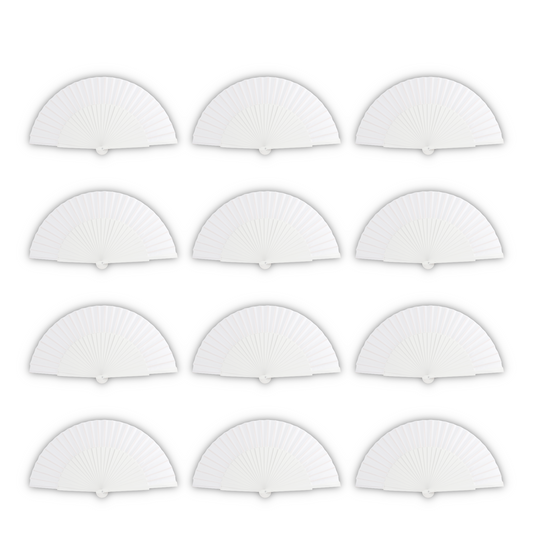 Home Universal® Abanico de madera con argollas para colgar, plegable, ligero y resistente, ideal para bodas, eventos y verano, diseño clásico y portátil perfecto para regalo y uso diario - Blanco (27CM)