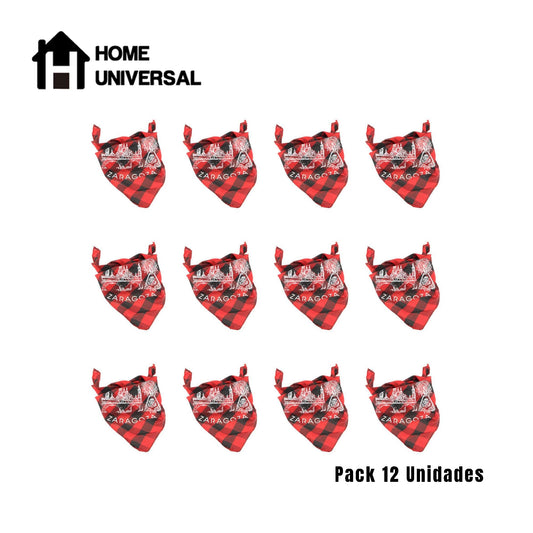 Pack 12 Cachirulos Aragoneses 95cm, Pañuelos Fiestas del Pilar, Zorongos zaragozanos (Estampado)