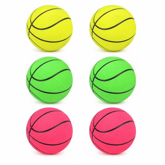 Home Universal® Juguetes para Perros de TPR, Juguetes Interactivos para Morder y Jugar, Diferentes Formas y Colores, Pelotas, Huesos y Figuras, Varios Modelos (Pelota de Baloncesto (6 Unidades))