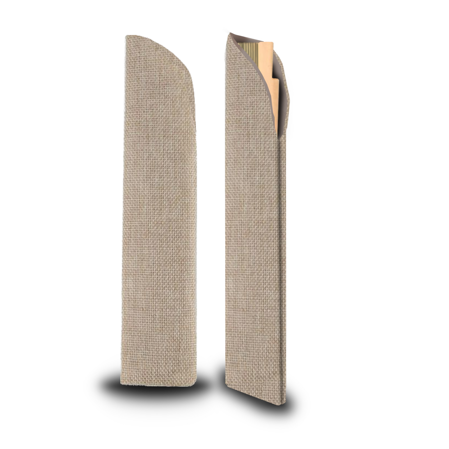 Home Universal ® 12 Piezas Funda De Abanicos, Bolsa De Abanicos, Bolsa De Regalo, Detalles Para Invitados, Regalos De Boda, Fiestas, Comunión o Bautizo (Tela Yute Beige, 5.5 x 25)