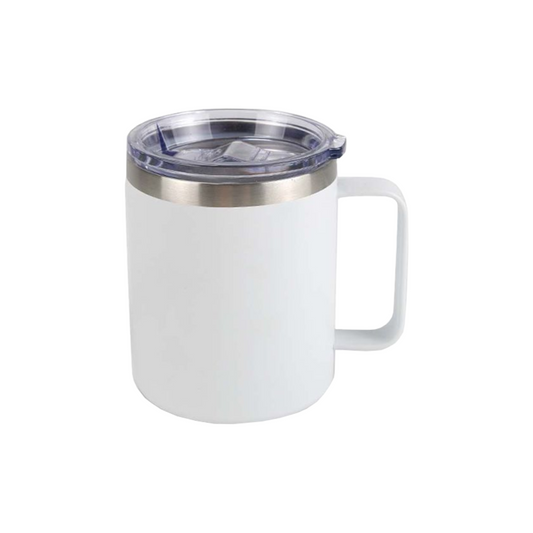 Home Universal® Taza Térmica 400 ml de Acero Inoxidable con Tapa – Vaso Termo Reutilizable para Café y Té, Mantiene Bebidas Calientes y Frías (Blanco)