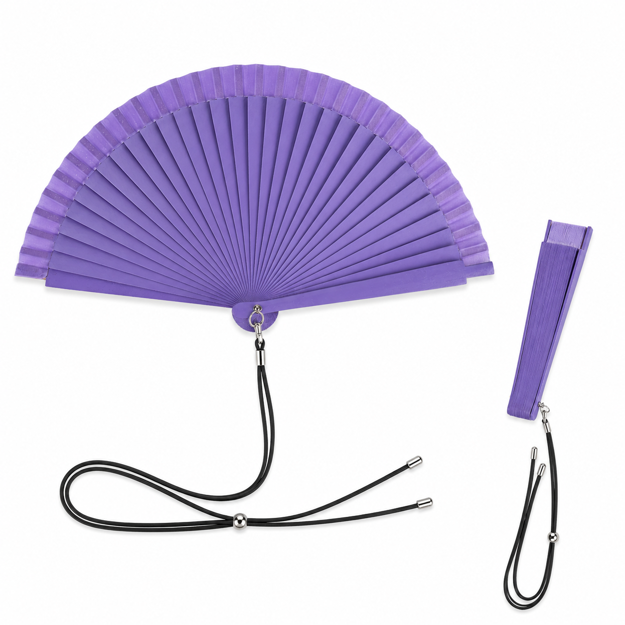 Home Universal® Pack de 1/2 Abanicos de Madera Lacados, Disponibles en Varios Colores y Tamaños, Abanico Flamenco Español para Bodas, Ferias, Fiestas, Comuniones y Eventos (19 cm, Morado)