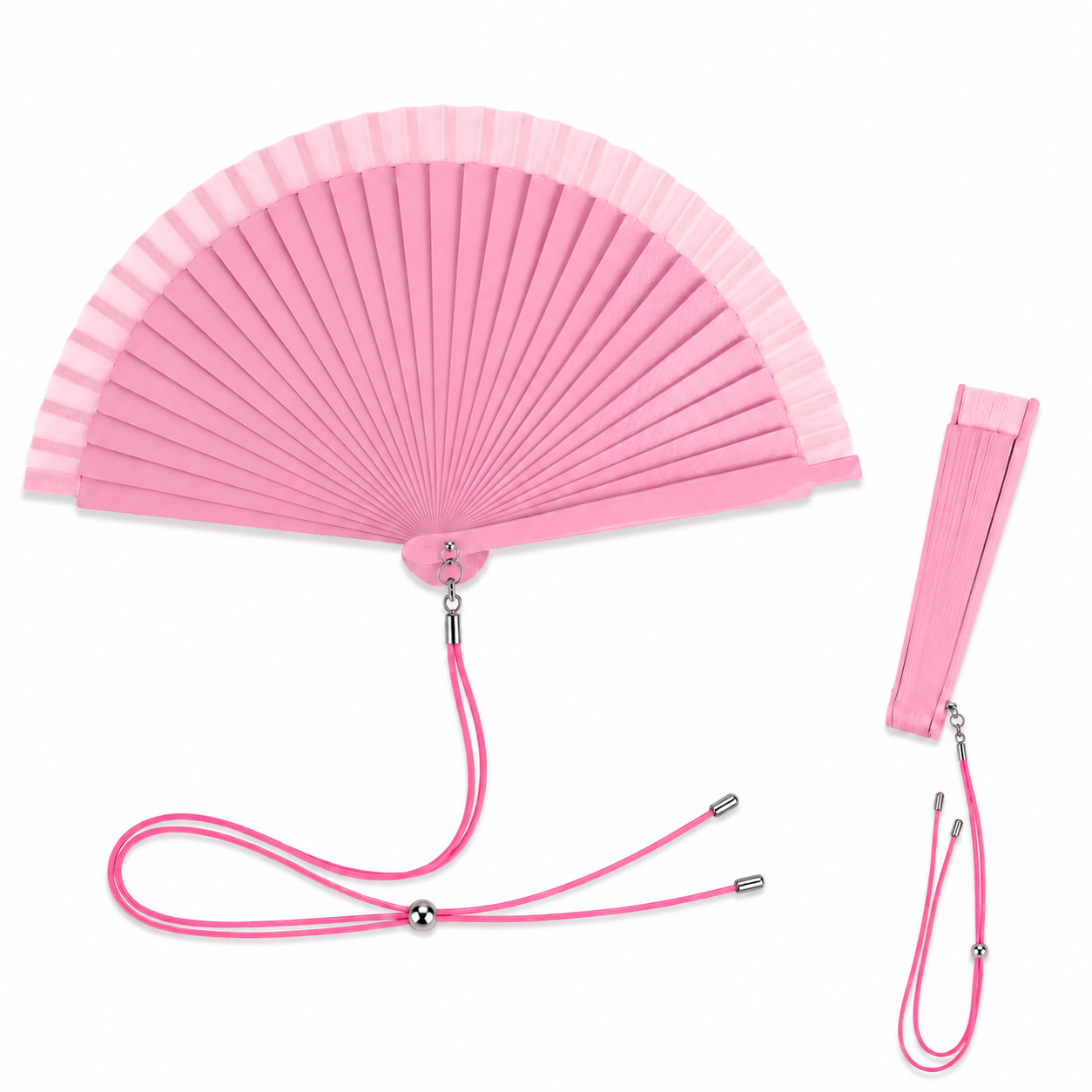 Home Universal® Pack de 1/2 Abanicos de Madera Lacados, Disponibles en Varios Colores y Tamaños, Abanico Flamenco Español para Bodas, Ferias, Fiestas, Comuniones y Eventos (19 cm, Rosa Palo)