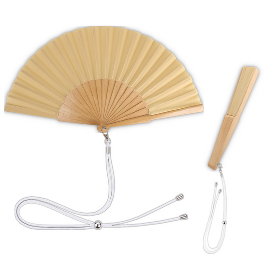 Home Universal® 1 o 2 Abanicos Grandes de Madera y Tela Liso de 30 CM con Argolla Metálica y Cordón Incluido, Varios Colores Disponibles (Madera)