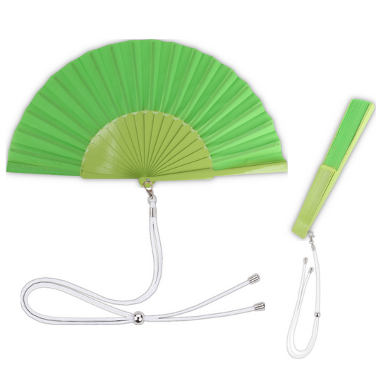 Home Universal® 1 o 2 Abanicos Grandes de Madera y Tela Liso de 30 CM con Argolla Metálica y Cordón Incluido, Varios Colores Disponibles (Verde Pistacho)