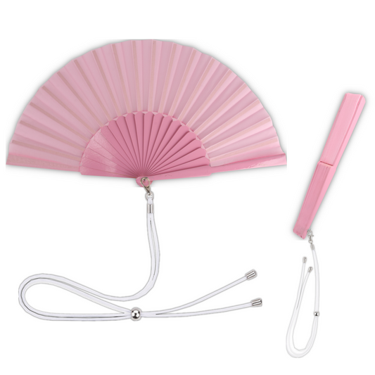 Home Universal® 1 o 2 Abanicos Grandes de Madera y Tela Liso de 30 CM con Argolla Metálica y Cordón Incluido, Varios Colores Disponibles (Rosa Palo)