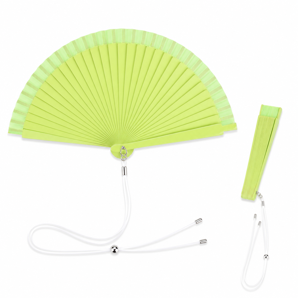 Home Universal® Pack de 1/2 Abanicos de Madera Lacados, Disponibles en Varios Colores y Tamaños, Abanico Flamenco Español para Bodas, Ferias, Fiestas, Comuniones y Eventos (19 cm, Verde Clara)