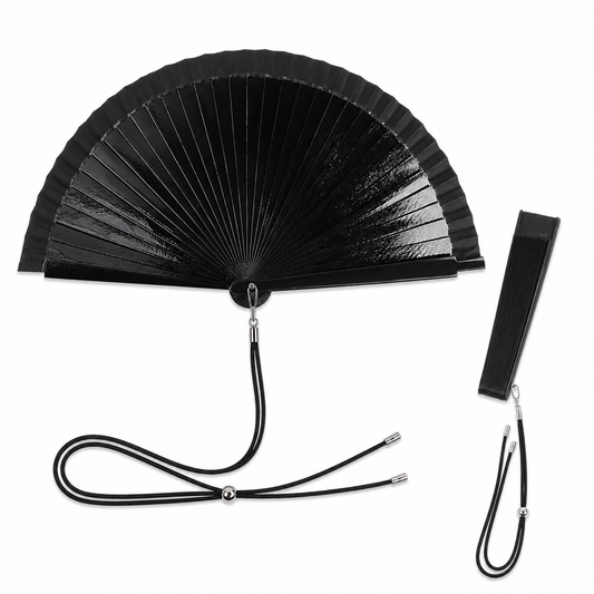 Home Universal® Pack de 1/2 Abanicos de Madera Lacados, Disponibles en Varios Colores y Tamaños, Abanico Flamenco Español para Bodas, Ferias, Fiestas, Comuniones y Eventos (19 cm, Negro)