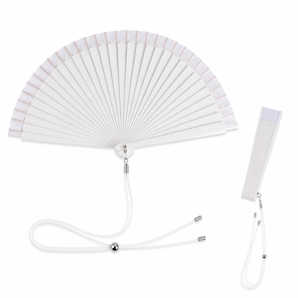 Home Universal® Pack de 1/2 Abanicos de Madera Lacados, Disponibles en Varios Colores y Tamaños, Abanico Flamenco Español para Bodas, Ferias, Fiestas, Comuniones y Eventos (19 cm, Blanco)