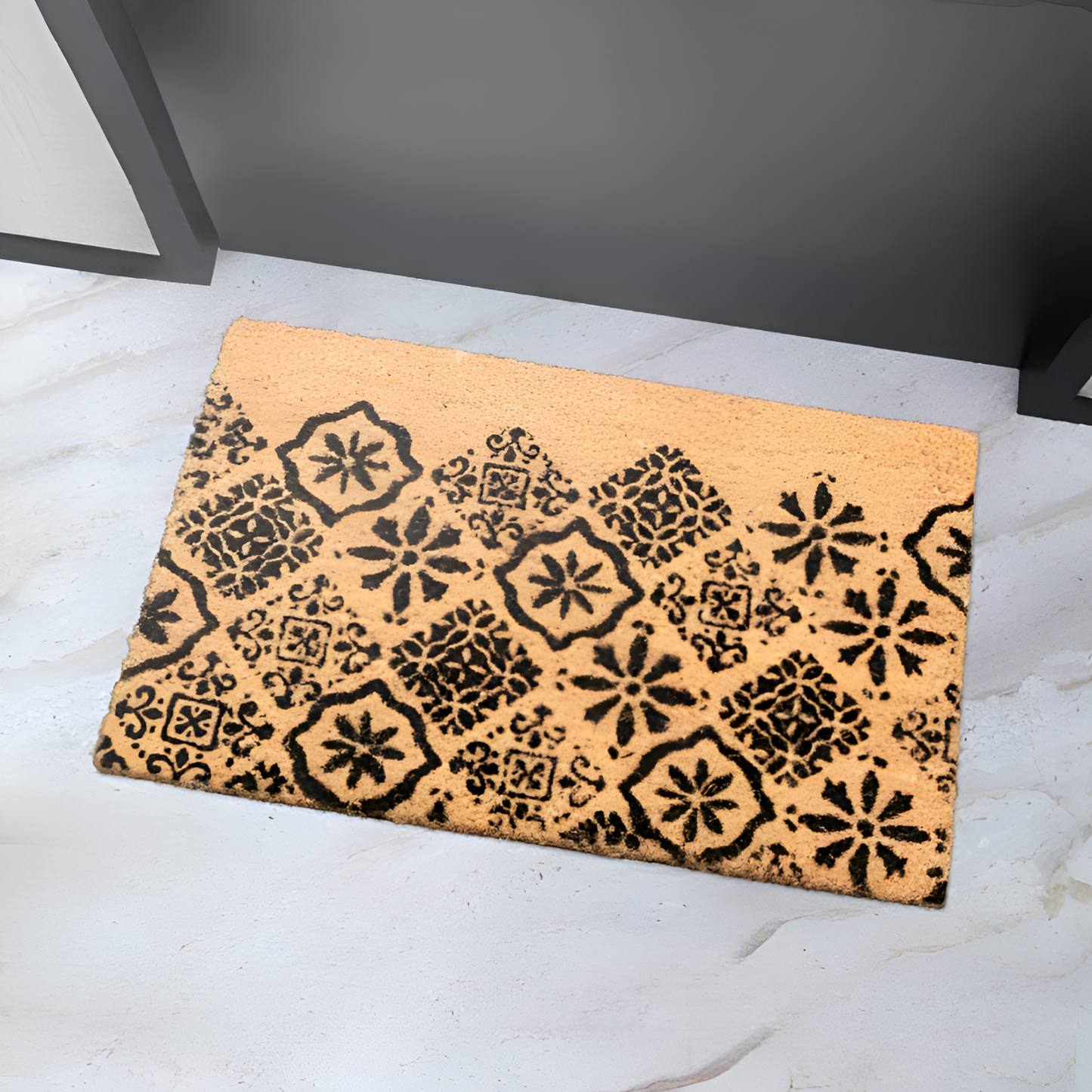 Home Universal ® Felpudos 60x40CM Fibra de Coco | Base Antideslizante de Caucho | Apto para el Exterior (Relieve Baldosas)