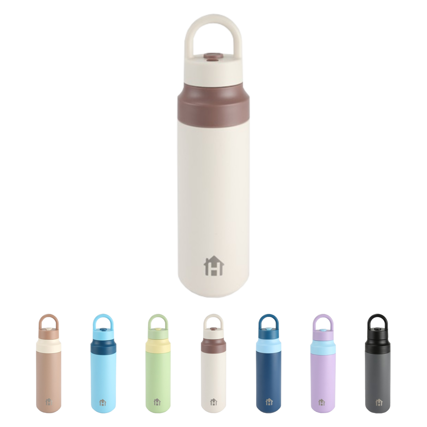 Home Universal® Botella Térmica 550ML de Apertura Rápida – Termo de Acero Inoxidable Antifugas para Café, Té y Bebidas Frías 24H/Calientes 12H (Beige)