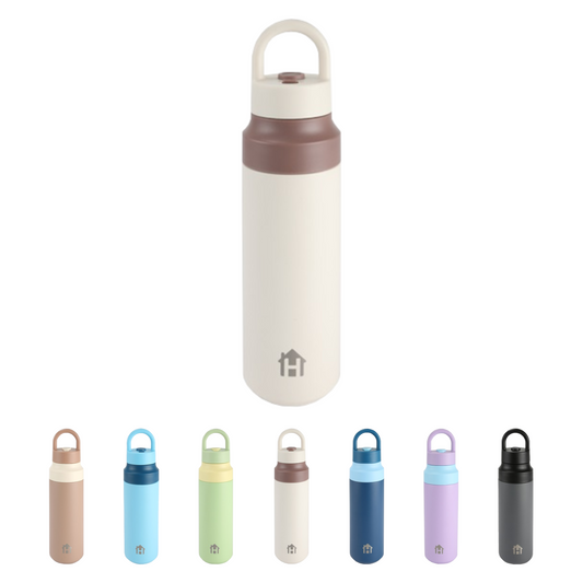 Home Universal® Botella Térmica 550ML de Apertura Rápida – Termo de Acero Inoxidable Antifugas para Café, Té y Bebidas Frías 24H/Calientes 12H (Beige)