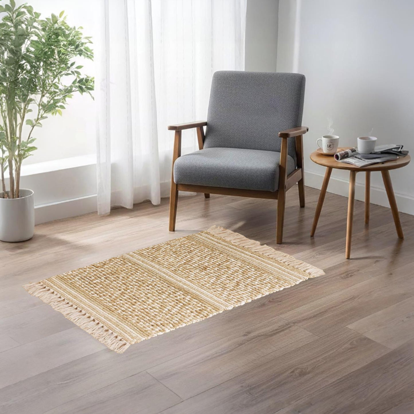 Home Universal® Alfombra Jarapa de Algodón Lavable | Diseño Geométrico Artesanal | Decoración Boho Mediterránea para Salón, Dormitorio, Pasillo y Cocina | Suave, Ligera y Resistente | Rombos con líneas