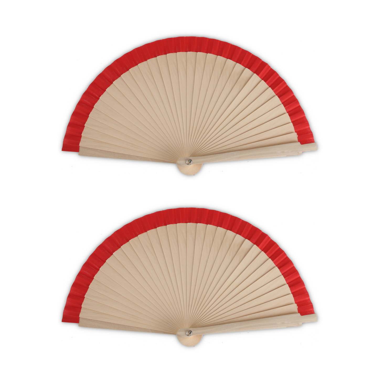 Home Universal® Abanico de Madera para Mujer, Abanico Pequeño de Mano, Modelos Lisos y de Lunares, Varios Colores Disponibles, Abanico Flamenco para Feria, Boda y Fiesta (Rojo)