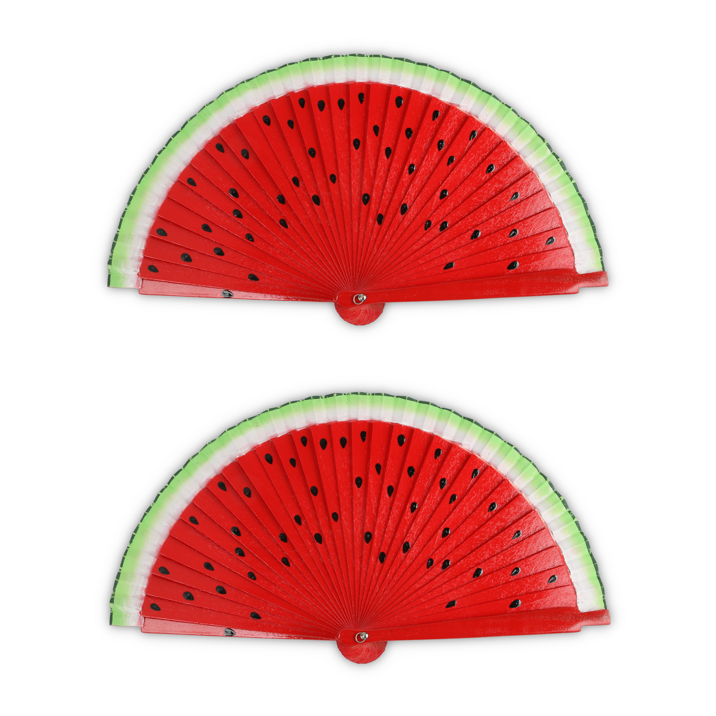 Home Universal® Abanico de Madera para Mujer, Abanico Pequeño de Mano, Modelos Lisos y de Lunares, Varios Colores Disponibles, Abanico Flamenco para Feria, Boda y Fiesta (Sandía)
