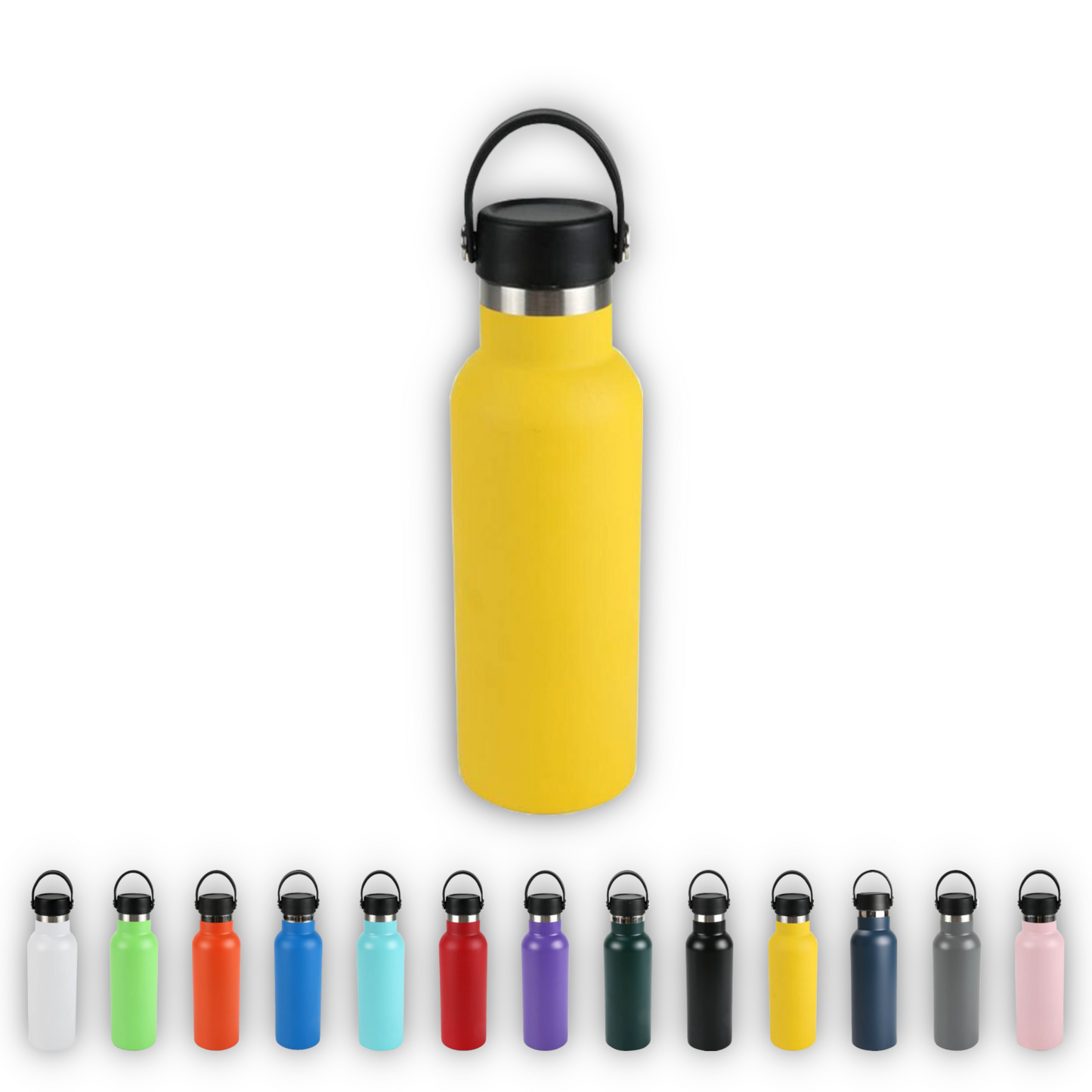 Home Universal® Botella Térmica 500ml de Acero Inoxidable | 12h y Frías 24h | Doble Pared | Mantiene Frío y Caliente por Horas | Antiderrames, Ligera e Ideal para Deporte, Oficina y Viajes - (Amarillo)