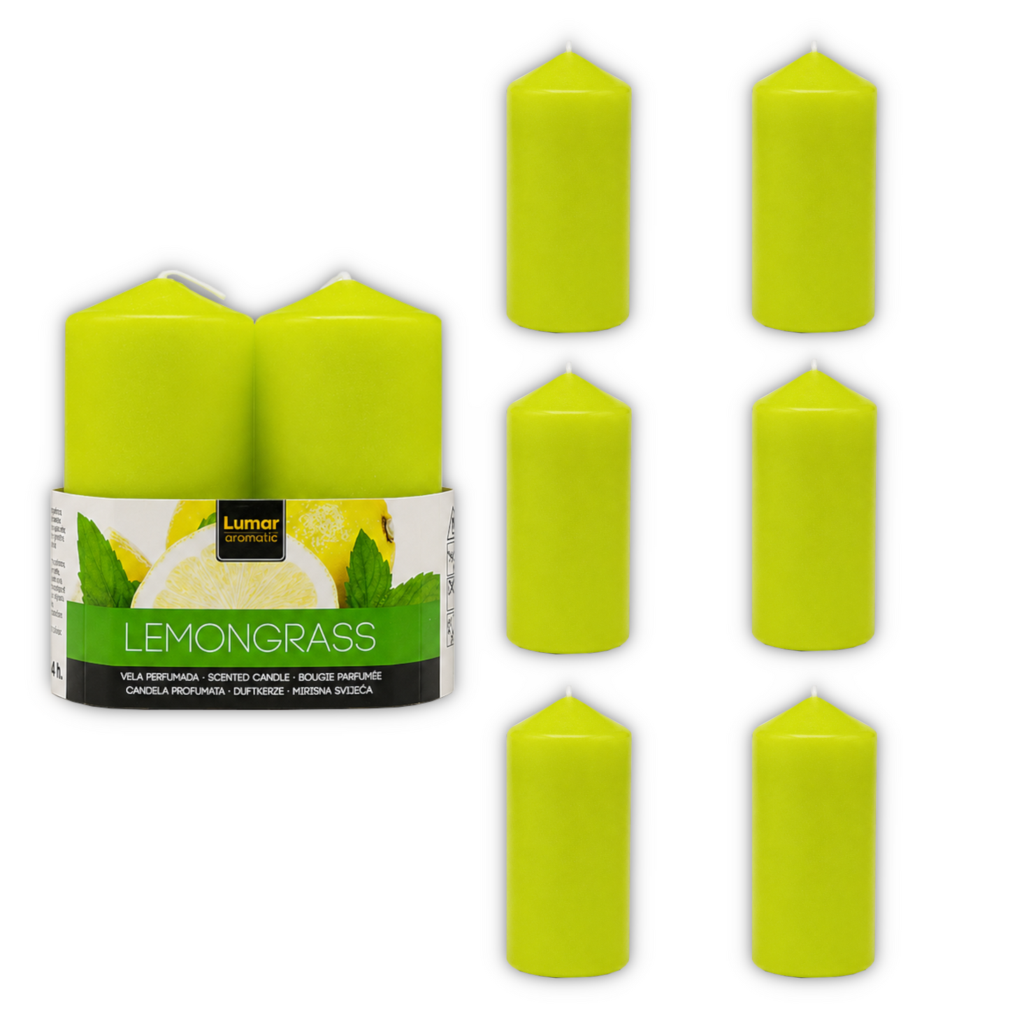 Home Universal® 6 Velas Aromáticas Perfumadas, 9 Aromas Disponibles, 2 Tamaños Disponibles, Velas Decorativas para Hogar, Relax, Spa y Aromaterapia (VERDE LIMA Ø47 × 110 mm)