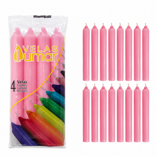 Home Universal® Pack de 16 Velas Cilíndricas Rosa Pastel 175x20 mm, Velas para Candelabros, Decoración de Mesa, Bodas, Comuniones y Eventos