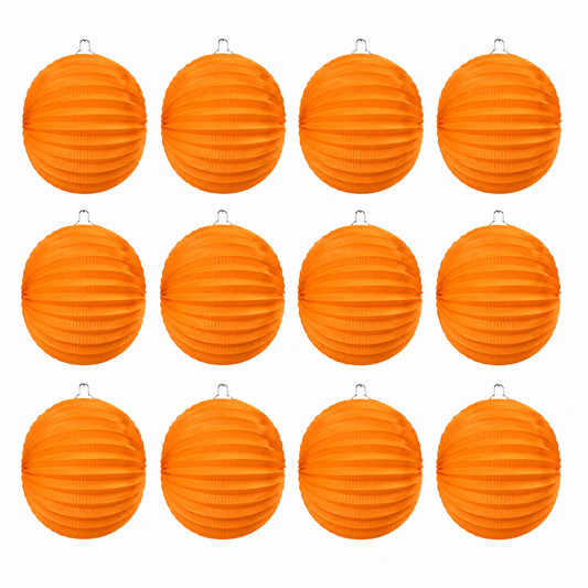 Home Universal® 12 Farolillos Japoneses de Papel, Decoración Colgante Multicolor para Cumpleaños, Bodas, Jardín y Celebraciones (Farolillo Redondo Naranja)