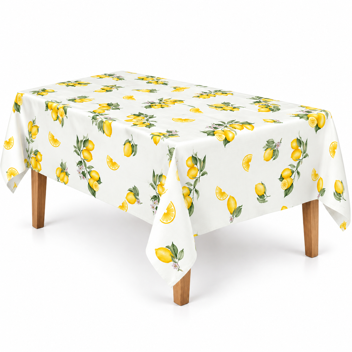 Home Universal® Mantel de Mesa Impermeable y Antimanchas, Tejido de Loneta con Efecto Lino , Liso o Estampado, para Cocina y Comedor (Limones)