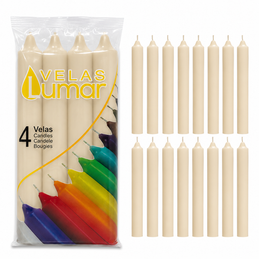 Home Universal® Pack de 16 Velas Cilíndricas Crema Marfil 175x20 mm, Velas para Candelabros, Decoración de Mesa, Bodas, Comuniones y Eventos