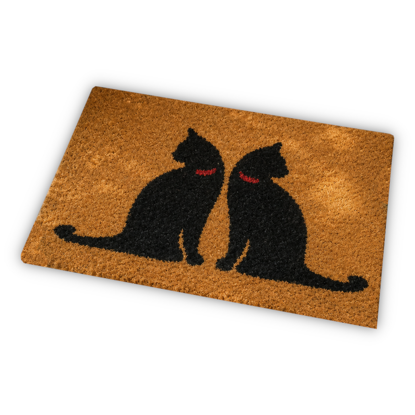 Home Universal ® Felpudos 60x40CM Fibra de Coco | Base Antideslizante de Caucho | Apto para el Exterior (Dos Gatos Negros)