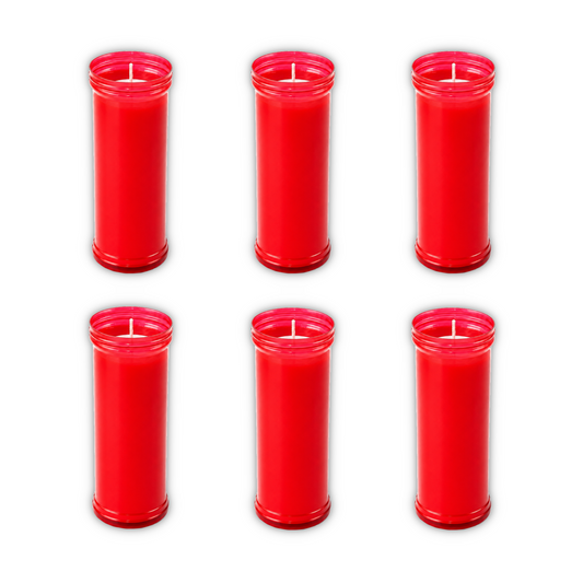 Home Universal® Velón Votivo para Iglesia y Altar, Rojo o Transparente, Varios Tamaños, Larga Duración, Ideal para Oración, Capillas, Iglesias y Velatorios (Velón Santísimo XL Rojo (6 Uds))