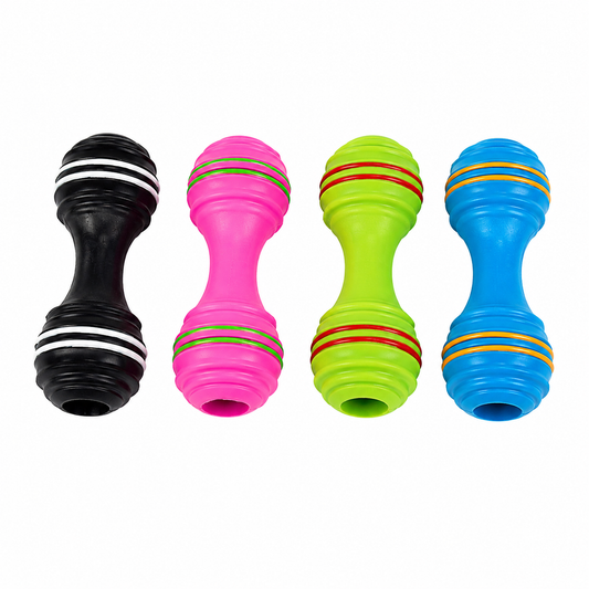 Home Universal® Juguetes para Perros de TPR, Juguetes Interactivos para Morder y Jugar, Diferentes Formas y Colores, Pelotas, Huesos y Figuras, Varios Modelos (Mancuerna (4 Unidades))