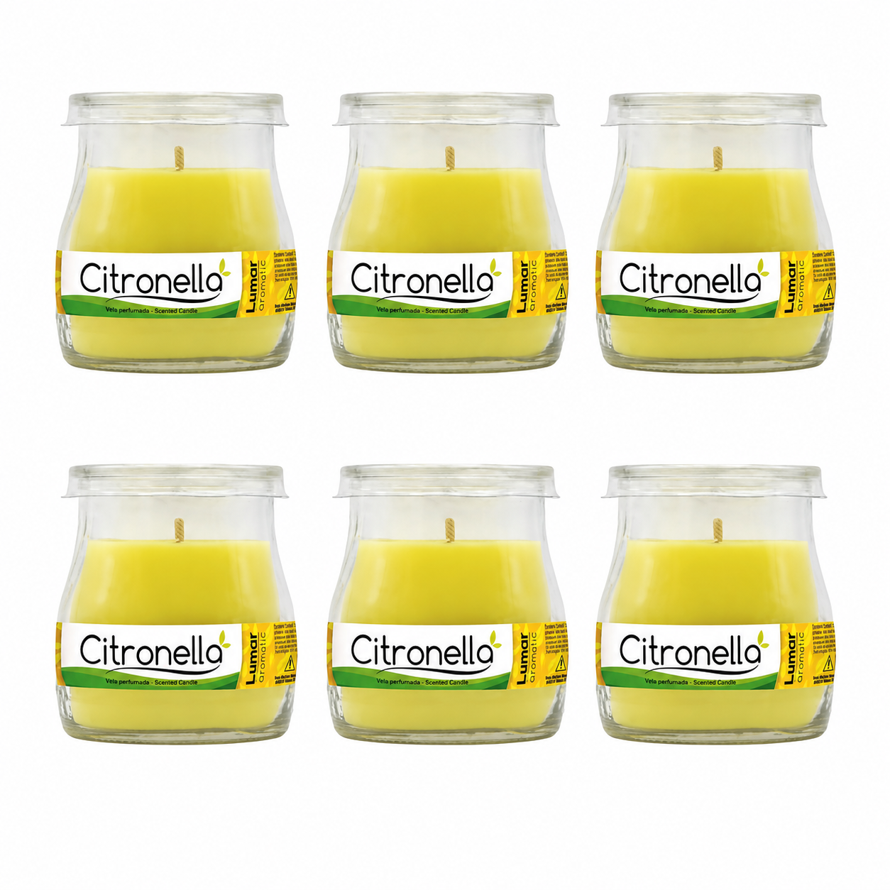 Lumar Citronela – Velas Antimosquitos para Exterior, Jardín, Terraza y Balcón | Protección Natural contra Mosquitos para Verano - Citronela Vaso Cristal (6 Unidades)