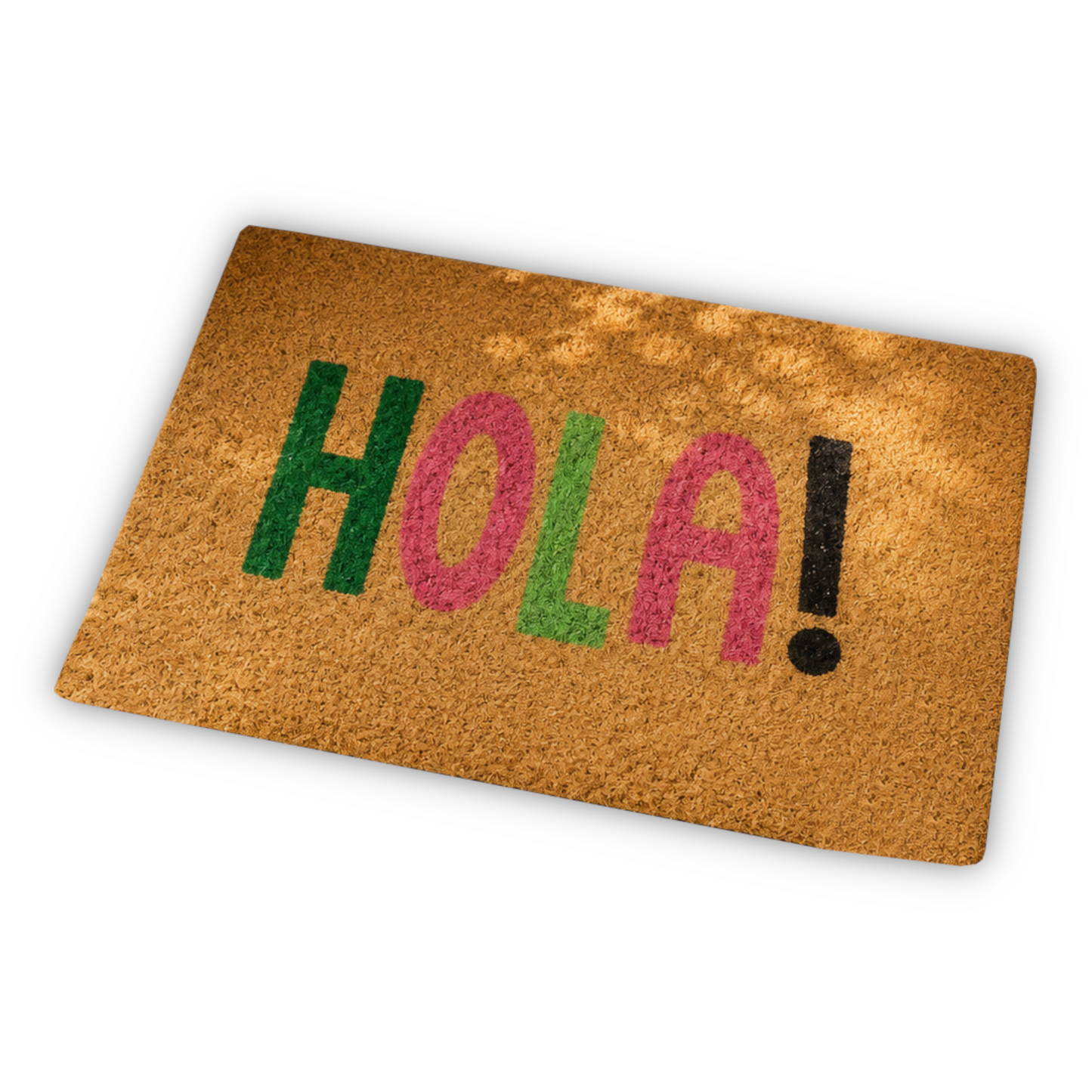 Home Universal ® Felpudos 60x40CM Fibra de Coco | Base Antideslizante de Caucho | Apto para el Exterior (Hola Multicolor)